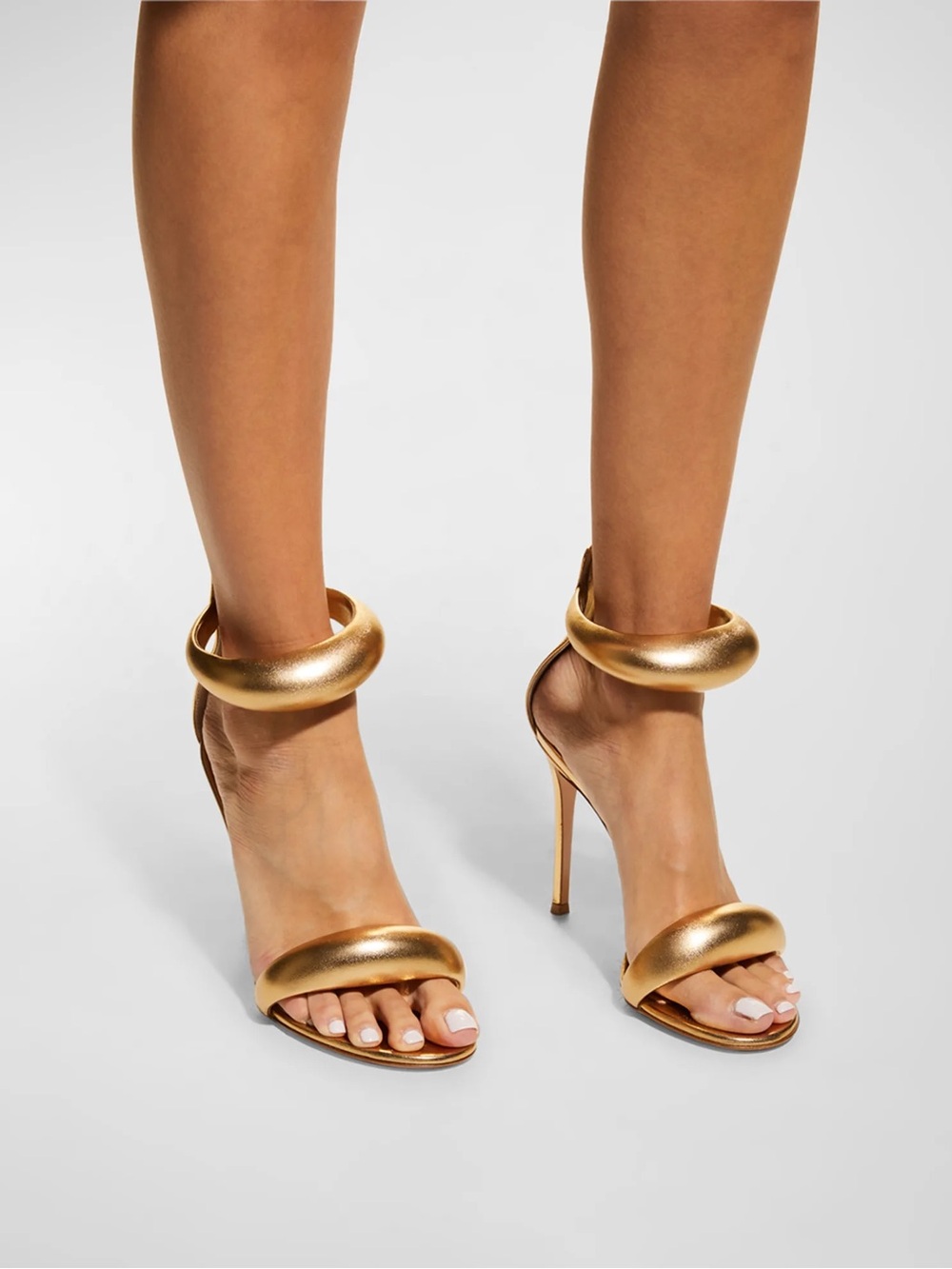 Gianvito Rossi Bijoux Ankle-Strap Metallic Leather Stiletto Sandals 38 - Picture 7 of 8
